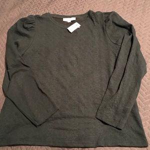 NWT Loft textured puff sleeve top women’s sz lg